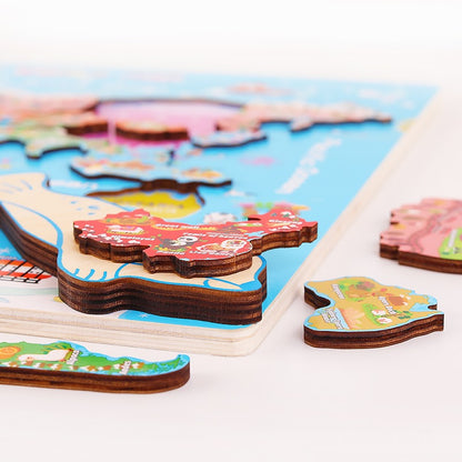 Little Fox - Holz Weltkarte Puzzle ab 10 Jahre auf Englisch