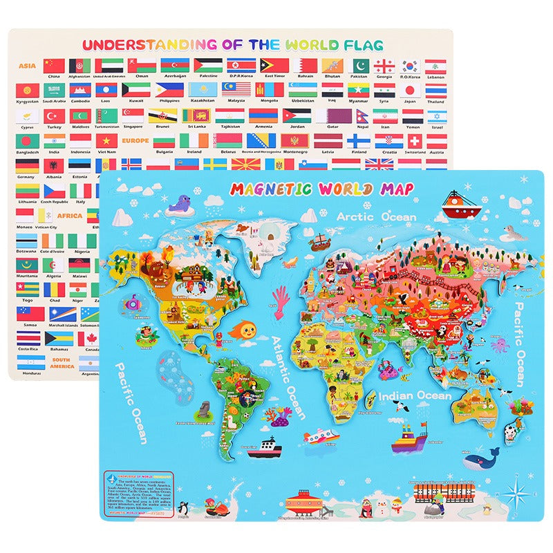 Little Fox - Holz Weltkarte Puzzle ab 10 Jahre auf Englisch