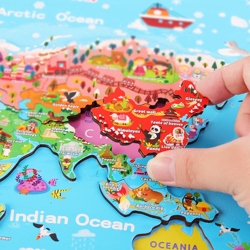 Little Fox - Holz Weltkarte Puzzle ab 10 Jahre auf Englisch